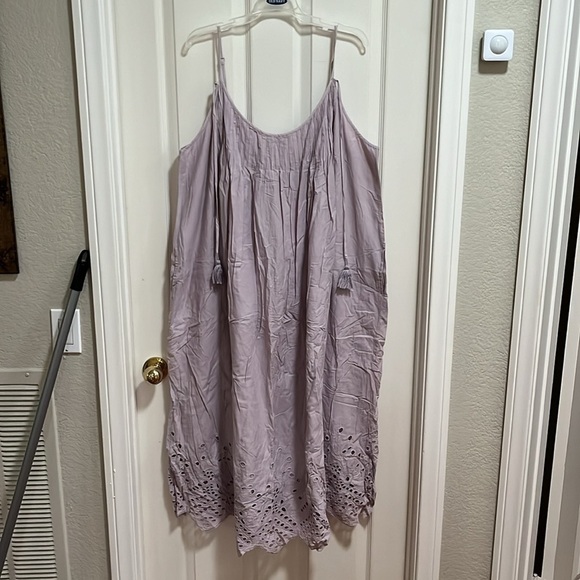 Soft Surroundings Eyelet Nightgown Maxi Dress 3X Purple 100% Cotton - Picture 2 of 11